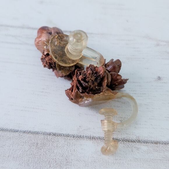 Vintage Screw Back Earrings Brown Natural Vibes Boho - Condition Issues - Picture 12 of 12